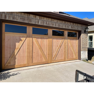 <span class=keywords><strong>Porte</strong></span> <span class=keywords><strong>de</strong></span> <span class=keywords><strong>garage</strong></span> en bois moderne avec fenêtre en verre Design <span class=keywords><strong>de</strong></span> chariot Portes basculantes sectionnelles en bois électriques pour villas - Product Image 5