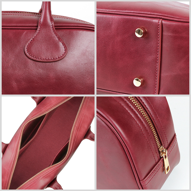 Top Grain Cowhide Leather Handbag for Women Elegant Long Handle Bowling Shoulder Bag OEM ODM Service