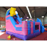 Château Gonflable Arc-en-ciel avec Toboggan et Trampoline Commercial MICO M5620 Certifié CE Capacité 300-500kg