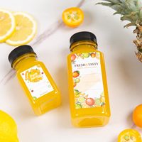 Bouteilles de jus en plastique transparentes avec bouchons, 8oz, 12oz, 16oz, en stock local aux États-Unis, réutilisables, vides, pour jus et boissons, contenants jetables