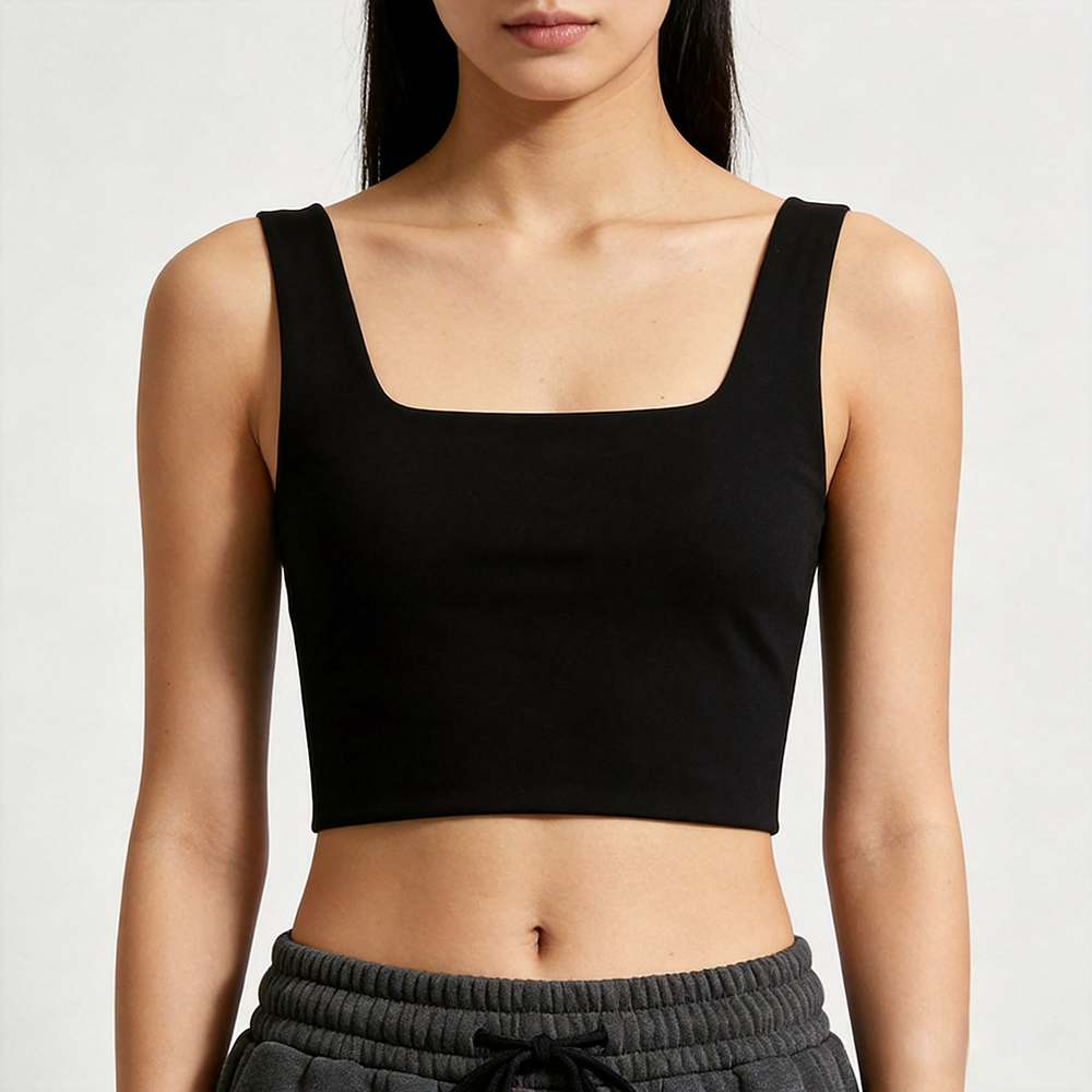 Women's Square Neck Cropped Yoga Tank Top Wide Strap Racerback Sports Bra Breathable Workout Running Crop Top Custom logo