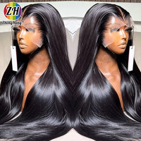Wig Rambut Asli Manusia Raw Straight 13x4 HD Lace Frontal M Lagos Pre Plucked Hairline Glueless Wig 250% Density Single Donor untuk Wanita