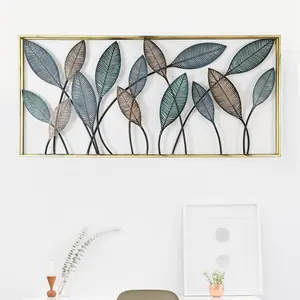 Modern Home Art New Chinese Leaf Wrought Iron Background Crafts Hanging Metal Wall decor