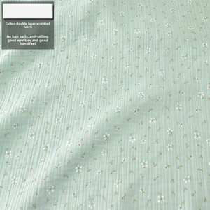 Pyjama pour enfants en tissu crêpe <span class=keywords><strong>de</strong></span> <span class=keywords><strong>gaze</strong></span> bulle 100% <span class=keywords><strong>coton</strong></span> double épaisseur, anti-boulochage, motif floral, texture froissée, idéal post-partum - Product Image 3
