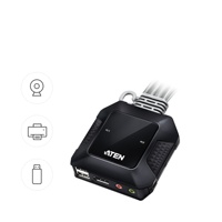 Commutateur KVM hybride ATEN CS52DP 2 ports USB-C 4K UHD avec partage audio et périphériques USB