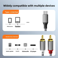 Câble Audio Y-Splitter Type C vers Double RCA, Plaqué Or, Blindage Tressé, Stéréo Hi-Fi pour Téléphone, Amplificateur, Haut-parleur, Home Cinéma