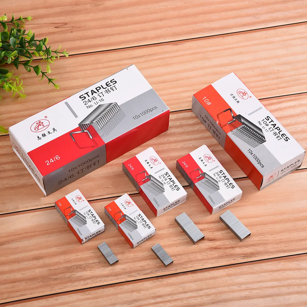 סיכה staples סיכות 1000 מחשבים מתכת כסף ברזל כסף תיבת בית הספר משרד חיות מחמד תיבת 24/6 נירוסטה באיכות גבוהה 500 סין תיבות