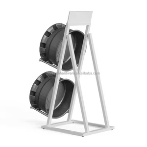 Support d'exposition de jantes de voiture en métal <span class=keywords><strong>avec</strong></span> revêtement en poudre, moderne, personnalisé, portable, à 6 étagères, mural/sur pied, pour voitures particulières - Product Image 3
