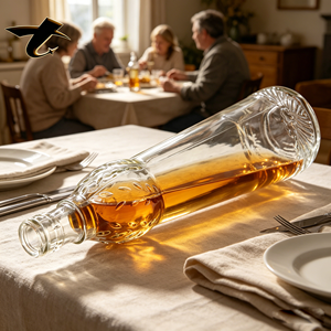 ขวดแก้ววอดก้าทรงสูงเพรียวบาง สลักลายนูน พร้อมฝาเกลียว สำหรับบรรจุสุรา  สามารถสั่งทำโลโก้ได้ - Product Image 1