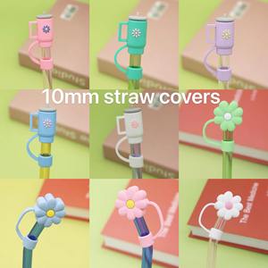 Cubierta de silicona a prueba de polvo con dibujos animados, Pajita de amor con diseño de conejo y flores, suave, de goma, Recirculable - Product Image 2