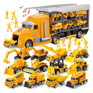 Wrijvingsaangedreven speelgoedvrachtwagen bouwset opbergmodel autotransporter speelgoed educatief duw- en ga-voertuigset voor peuters - Product Image 1