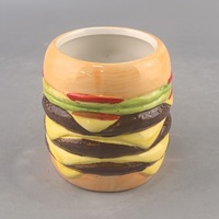 Taza de cerámica de gran capacidad estilo influencer, diseño creativo y moderno, con forma de hamburguesa, linda y peculiar, para desayuno, sin tapa, ideal para viajes.