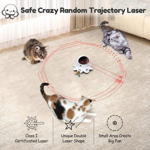 Giocattolo Laser per Gatti 2-in-1 Interattivo Automatico con 8 Fori, Attivazione a Movimento, Gioco Whack-a-Mole con Piuma, Ricaricabile USB per Esercizio Indoor - Product Image 3