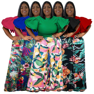 N7794 Printemps 2023 Nouvelle Collection Européenne et Américaine Vêtements pour Femmes Haut à Col Rond Imprimé avec <span class=keywords><strong>Pantalon</strong></span> Long - Product Image 1