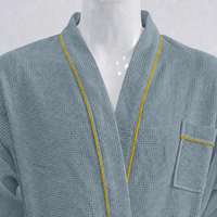 Peignoir gaufré en coton ultra doux pour hôtel et spa, avec col kimono, pour femme, après la douche, manches longues, respirant, promotionnel