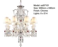 Lustre en cristal personnalisable en couleur et finition avec base E27 LED à intensité variable pour l'éclairage de la maison, de l'hôtel et de la villa
