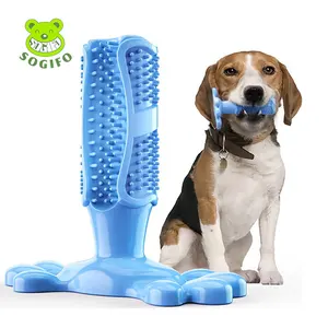 Sogifo Natural Dog Treats Toothbrush Dental Care Cleaning Tool Rubber Chew Toy For Dog