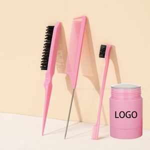4 팩 하이 퀄리티 헤어 브러쉬 콤보 50g 핑크 헤어 스타일링 왁스 스틱 개인 라벨 헤어 스타일링 키트 - Product Image 1