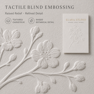 Biglietti da Visita Minimalisti con Motivi Botanici, Formato Alto con Fiori di Ciliegio in Rilievo e <span class=keywords><strong>Tipografia</strong></span> in Lamina d'Oro su Carta Crema - Product Image 2