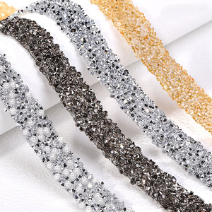 Hot Sell <strong>Resin</strong> Crystal Rhinestone Ribbon Jewel <strong>Strips</strong> DIY Decoration Sticker Rhinestone Trim Clothing Opp Bag Women&amp;#39;s Shoes - Product Image 1