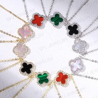 Bracelet porte-bonheur trèfle à quatre feuilles en argent S925 de haute qualité SPJ, réglable, plaqué or 18 carats, bijoux CZ, bracelets émeraude pour femmes