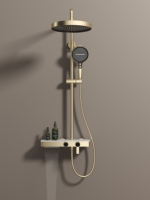 Robinets de salle de bain en laiton de luxe mural brossé or rose ensemble de douche à effet de pluie barre coulissante noyau de vanne en céramique mélangeur d'eau chaude et froide