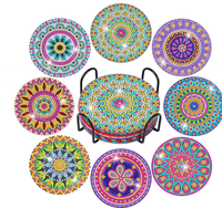 Kit complet de sous-verres de peinture au diamant 8 pièces DIY Mandala Sous-verres de peinture au diamant Kits d'art