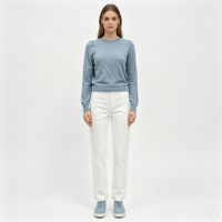 Pull-over décontracté à manches longues en maille fine menthe de haute qualité Janis Undefined Custom, OEM & ODM, pour l'automne