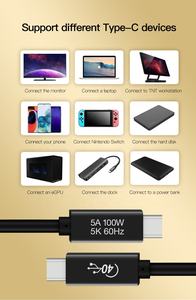 Cáp Đầu Ra Video 0.5M 20V5A 5K USB4 Gen3 Type C Cho Thunderbolt 3 Cáp 40Gbps 100W Cho Cáp Thunderbolt 4 - Product Image 4