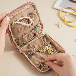 Sac de rangement portable multicouche pour bijoux, organisateur de voyage léger de 7 pouces pour colliers, bagues, boucles d'oreilles, étui à rouge à lèvres, fabriqué à Yiwu - Product Image 1