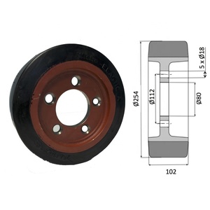 Linde Drive Wheel 0039902308 Rueda de carretilla elevadora de goma 254x102-80 Reemplazo compatible con Linde <span class=keywords><strong>Fenwick</strong></span> 1154 1164 1158 - Product Image 3