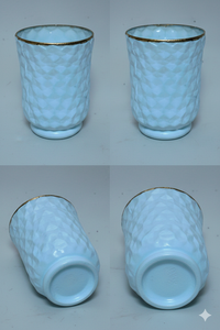 Vase en verre texturé blanc élégant avec bord doré, porte-bougie décoratif pour la maison, style minimaliste moderne, centre de table élégant - Product Image 2