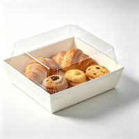 Conteneur alimentaire en papier jetable avec couvercle transparent, boîte à emporter, compartiment unique pour la restauration, la livraison et les services de traiteur