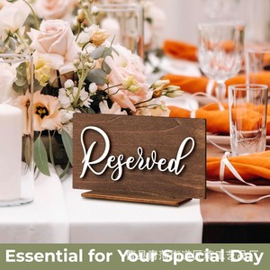 Panneau de table rectangulaire en bois massif fait main pour décoration de mariage - Product Image 2