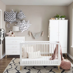 Ensemble de <span class=keywords><strong>chambre</strong></span> à coucher moderne vintage en <span class=keywords><strong>bois</strong></span> <span class=keywords><strong>blanc</strong></span> pour enfants avec berceau <span class=keywords><strong>et</strong></span> comptoir de couches Caractéristiques de sécurité pour <span class=keywords><strong>chambre</strong></span> à coucher - Product Image 1