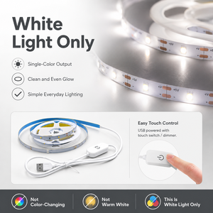 Tira de luces LED USB de 10M, cinta flexible blanca de 5000K con interruptor de encendido y apagado para uso en interiores - Product Image 2