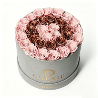 Boîte à chapeau rigide en velours de qualité supérieure, personnalisée avec logo, boîte ronde grise pour fleurs, coffret cadeau de luxe pour mariage, emballage de bijoux roses