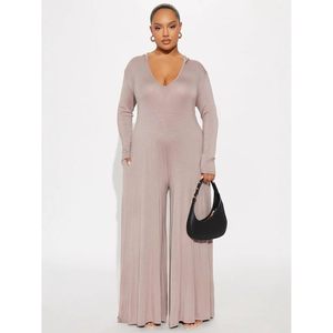 VOIKERDR จั๊มสูทผู้หญิงแบบชิ้นเดียวมีฮู้ดแขนยาวขากว้างชุดปาร์ตี้ผ้าถักระบายอากาศได้เอวกลาง - Product Image 4