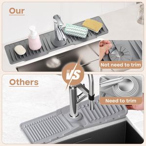 Tapis de drainage en silicone personnalisé pour robinet d'évier, tapis absorbant l'eau pour évier de cuisine - Product Image 5