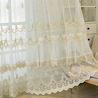 Rideaux en dentelle à volants de Style européen de luxe avec cantonnière élégants rideaux transparents brodés KMSG pour salon et chambre à coucher