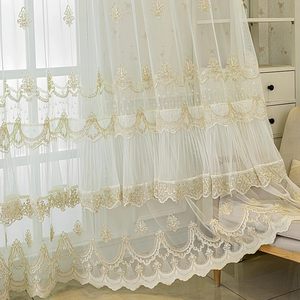 Di lusso stile europeo increspato <span class=keywords><strong>tende</strong></span> di pizzo <span class=keywords><strong>con</strong></span> mantovana elegante KMSG ricamato <span class=keywords><strong>tende</strong></span> trasparenti per soggiorno e camera da letto - Product Image 2