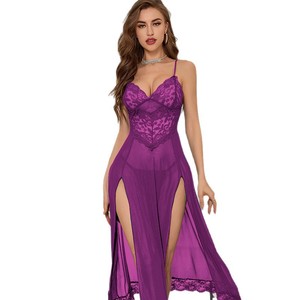Conjuntos de Lencería Sexy al por Mayor para Mujer, Falda Larga Transparente con Bragas, Baratos y Disponibles - Product Image 5