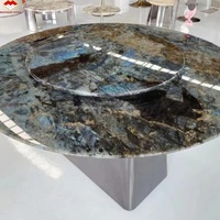 Grande dalle de granit bleu saphir naturel poli, de luxe, moderne et haut de gamme, pour cuisine et villa, design de table à manger imperméable