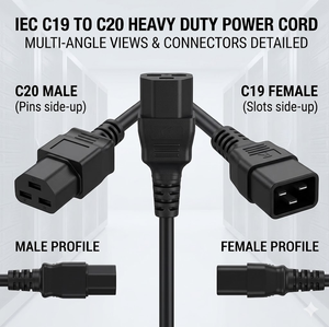 Câble d'extension d'alimentation robuste IEC C19 C20 2,5 mm 16A 250V AC IP55 100% cuivre sans oxygène PVC robuste pour la maison - Product Image 2