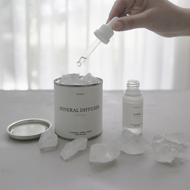 Home Fragrance Aroma Stone Metal Jar Aromatherapy Natural Stone Crystal Diffuser with Essential Oil