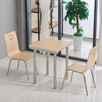 Vente en gros de mobilier de cantine moderne pour restauration rapide, 4/2 places, table et chaises en bois pour restaurant, cafétéria, à vendre