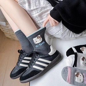 In Tour Women's Mid Calf Socks KT Cat Pattern Breathable Slouch Socks Summer Casual Style - Product Image 3