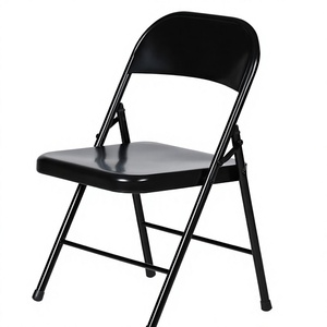 Lumetal S6604 Black Steel Folding <b>Chair</b> Solid Back Modern Design <b>Stackable</b> Easy Clean Outdoor Home Office Commercial Furniture - Product Image 1