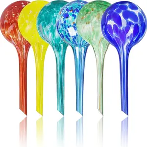 6pcs Plant Watering Globes Set Multicolored Automatic Glass Watering Bulbs for Everyday Use Decorative Garden Glass Drip Ball