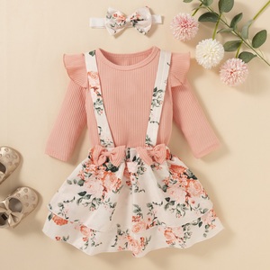 Ensemble de vêtements pour bébé fille avec motif floral, vente en gros, vêtements pour bébé fille nouveau-né, tenues de 3 à 24 mois, ensemble robe - Product Image 4
